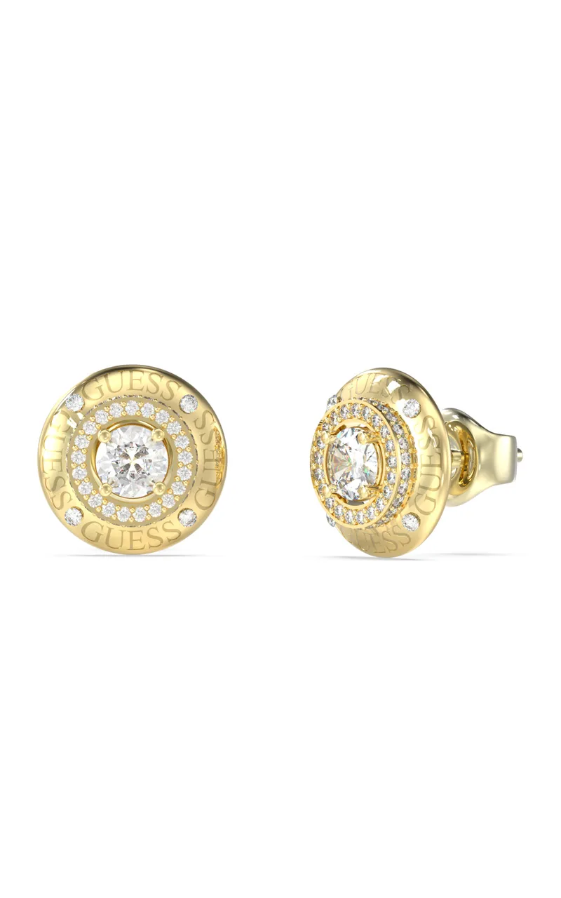 GUESS STEEL SPARKS JUBE06289JWYGT/U Σκουλαρίκια Χρυσά Με Λογότυπο Και Πέτρες