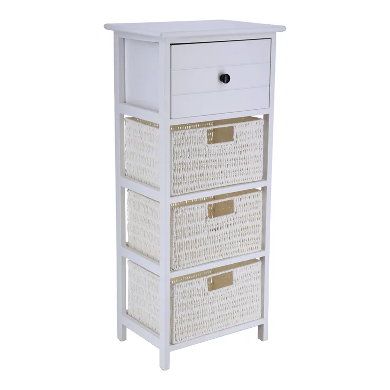 Συρταριέρα Λευκή MDF Με 4 Συρτάρια 37,5x27,5x86εκ. MRShome 2216000 (Υλικό: Mdf, Χρώμα: Λευκό) - sealskin - sl-DS-2216000