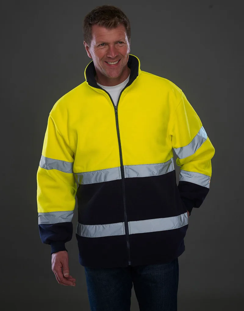 Fluo 2-Tone Fleece Jacket Yoko HVK10B Fluo Yellow/Navy