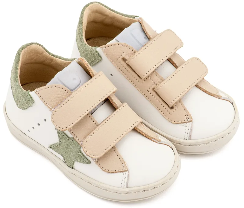 Babywalker Βαπτιστικά Τρίχρωμα Sneaker Διπλό Χρατς EXC5316 Λευκό Εκρού Μέντα