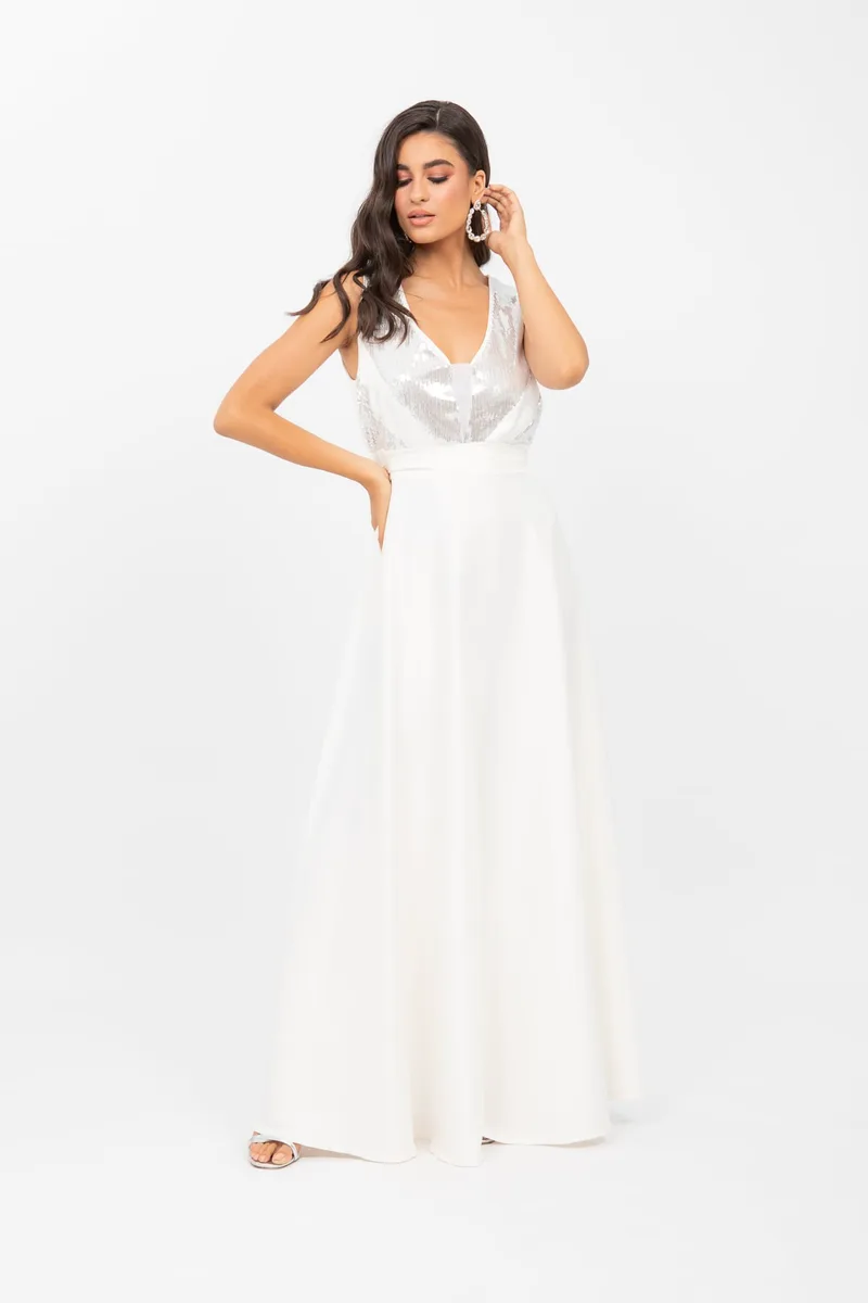 ΦΟΡΕΜΑ PLUS SIZE BRIDAL ΜΕ ΠΑΓΕΤΑ ΛΕΥΚΟ ΛΕΥΚΟ