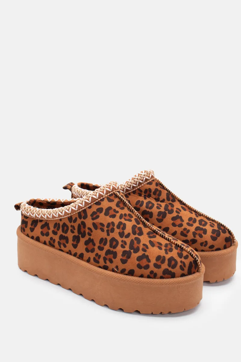 Παντόφλες Δίσολες με Κέντημα - Animal Print