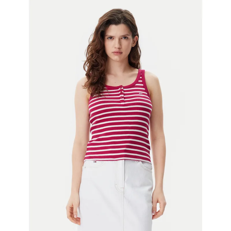 Tommy Jeans Τοπ DW0DW19492 Κόκκινο Slim Fit