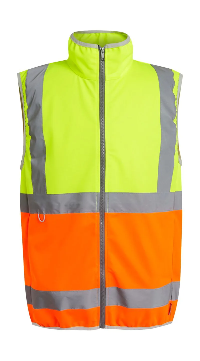 Pro Hi-Vis Full Zip Gilet Regatta High Visibility TRS257 Yellow/Orange