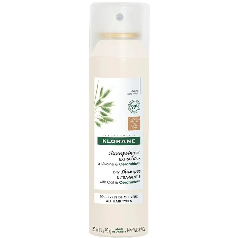 Klorane Oat & Ceramide Dry Shampo Dark Hair Ξηρό Σαμπουάν με Βρώμη & Κεραμίδια για Καστανά - Σκούρα Μαλλιά 150ml