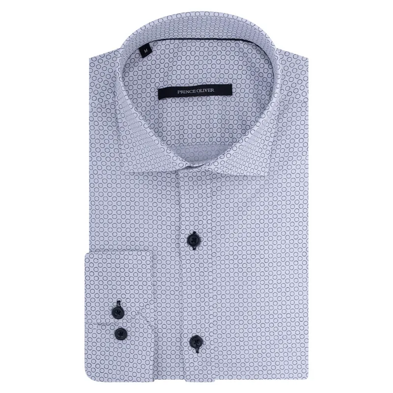 Πουκάμισο Λευκό με Μαύρο Μικροσχέδιο (Modern Fit)