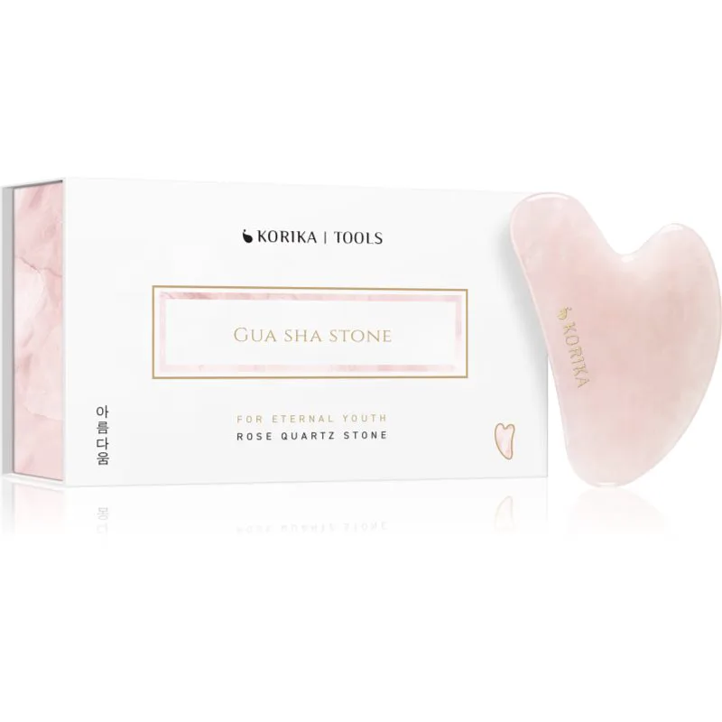 KORIKA Tools Gua Sha Green Jade Stone οδηγίες για μασάζ για το πρόσωπο Gua Sha Quartz Ροζ 1 τμχ