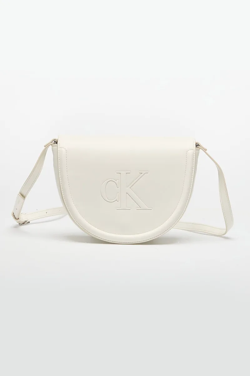 Calvin Klein Jeans γυναικεία τσάντα crossbody με ανάγλυφο λογότυπο - LV04F3221G Λευκό