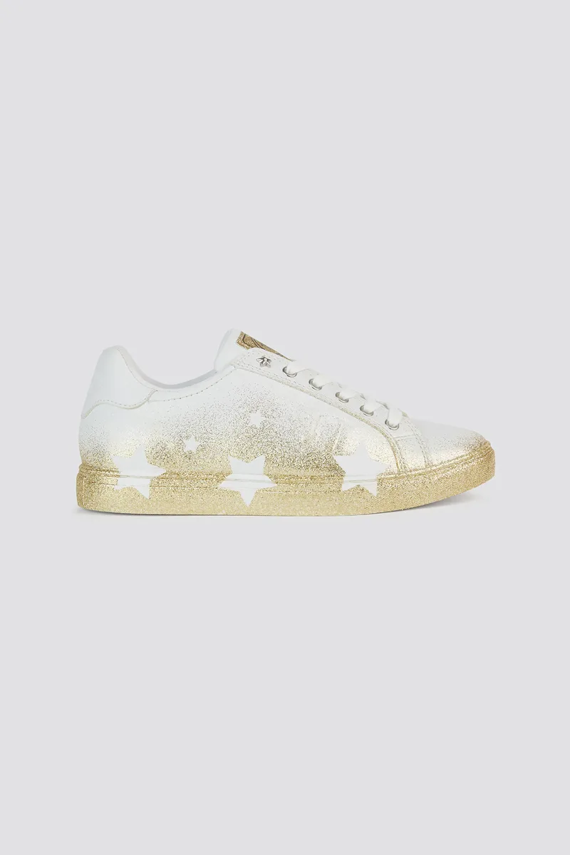 Trussardi Jeans γυναικεία sneakers με glitter λεπτομέρειες Stars - 79A00314-9Y099999 Χρυσό