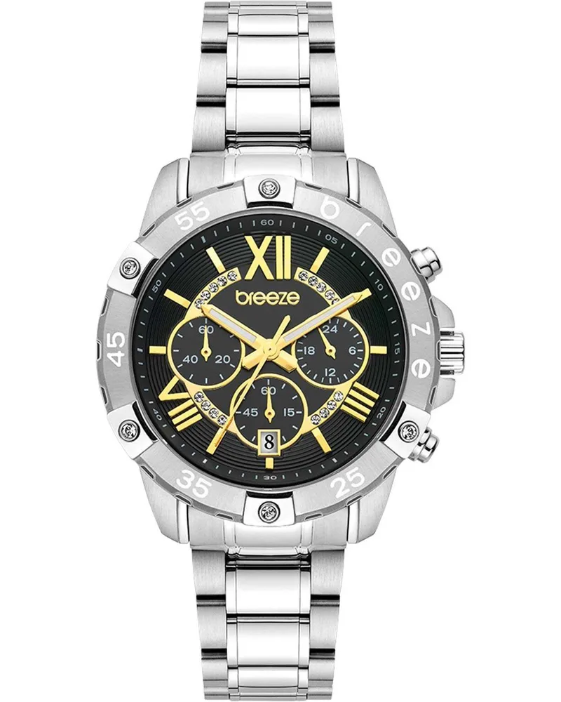 BREEZE Spectacolo Crystals Chronograph - 612441.2, Silver case with Stainless Steel Bracelet