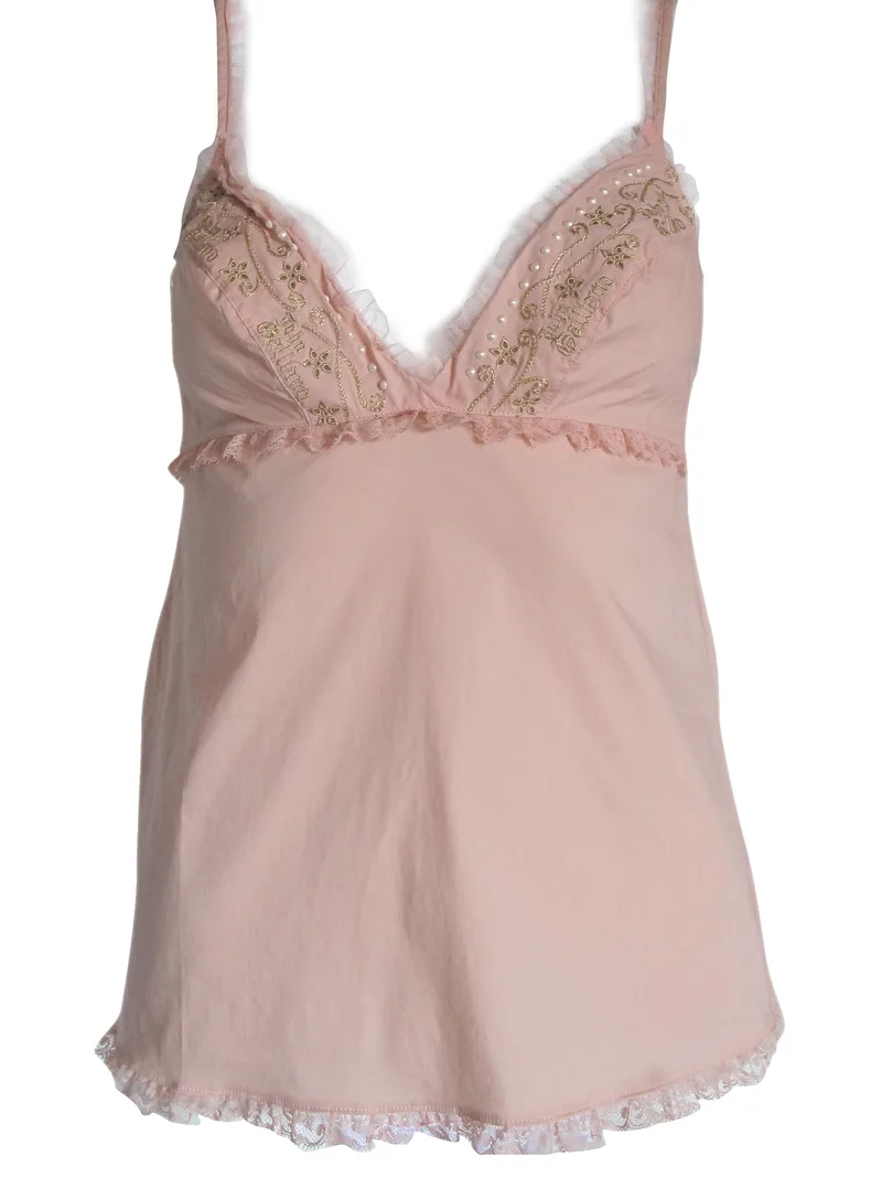 Φανελάκι John Galliano Με Χρυσό Κέντημα 325G-PINK Γυναικείο