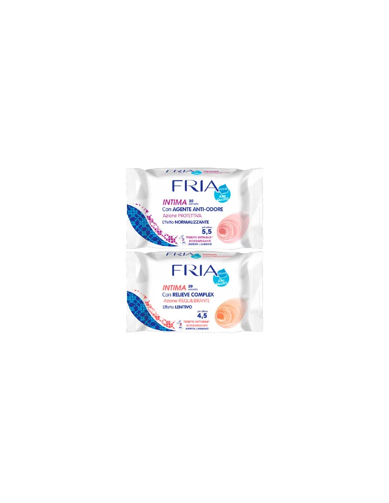 Fria Biodegradable Intimate Wipes 2 Fragrances 20 Units