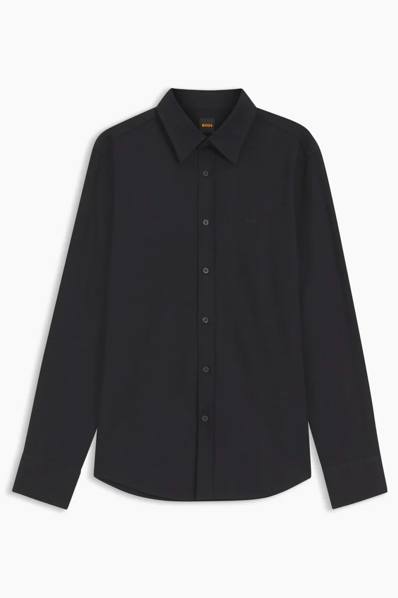 BOSS CASUAL ΠΟΥΚΑΜΙΣΟ Relegant_6_M REGULAR FIT ΜΑΥΡΟ