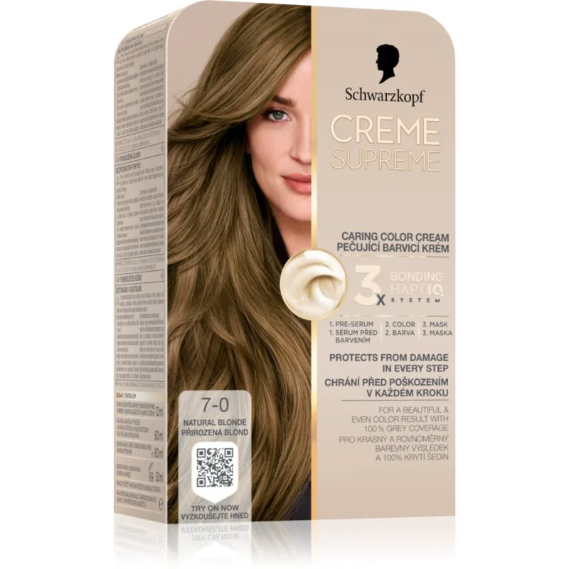 Schwarzkopf Creme Supreme μόνιμη βαφή μαλλιών απόχρωση 7-0 Natural Blonde 60 ml