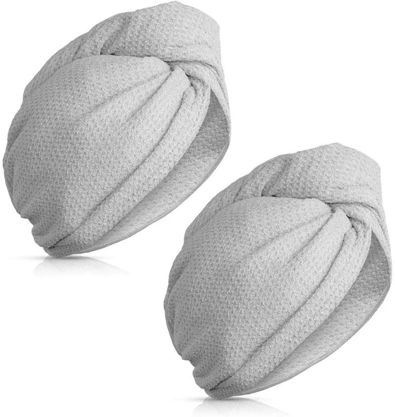Navaris Microfibre Hair Turban Towels - Πετσέτα Στεγνώματος Μαλλιών / Τουρμπάνι - Grey - 2 Τεμάχια (47496.22.02)