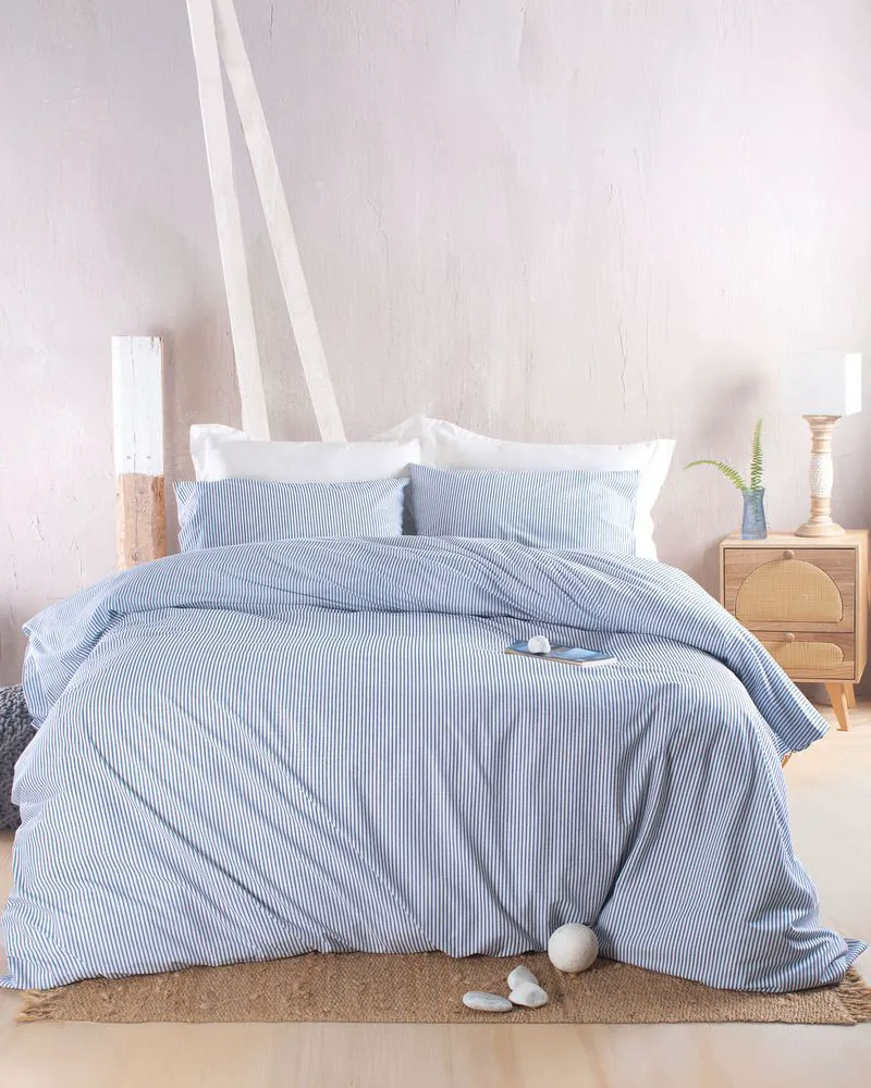 ΣΕΤ ΣΕΝΤΟΝΙΑ ΥΠΕΡΔΙΠΛΑ RYTHMOS MOTIV ΜΠΛΕ ΣΚΟΥΡΟ 230X260CM