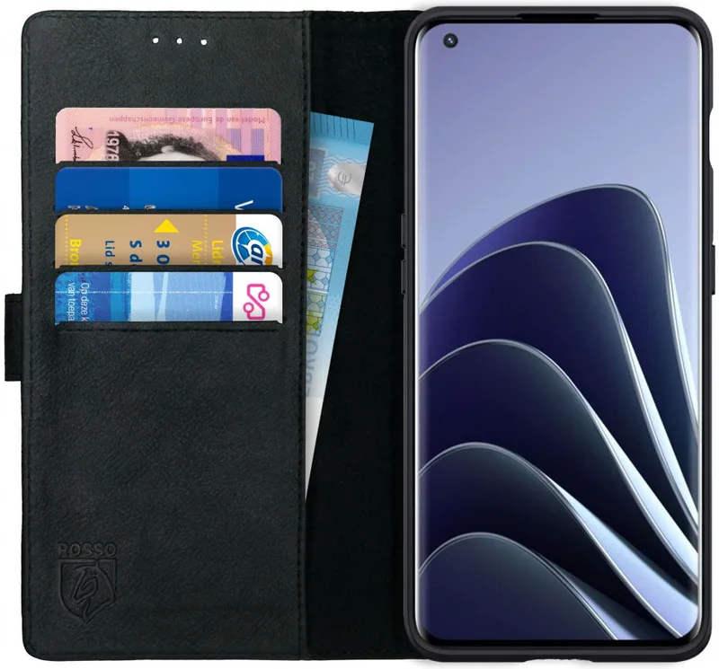 Κόκκινο Deluxe Δερμάτινη Θήκη Πορτοφόλι OnePlus 10 Pro - Black (8719246343629)