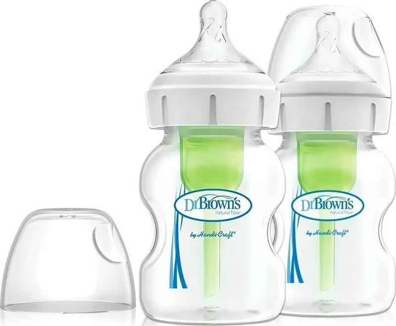 ΜΠΙΜΠΕΡΟ ΓΥΑΛΙΝΟ DR.BROWN'S NATURAL FLOW OPTIONS ΜΕ ΦΑΡΔΥ ΛΑΙΜΟ 150ML 2ΤΜΧ. (52700)