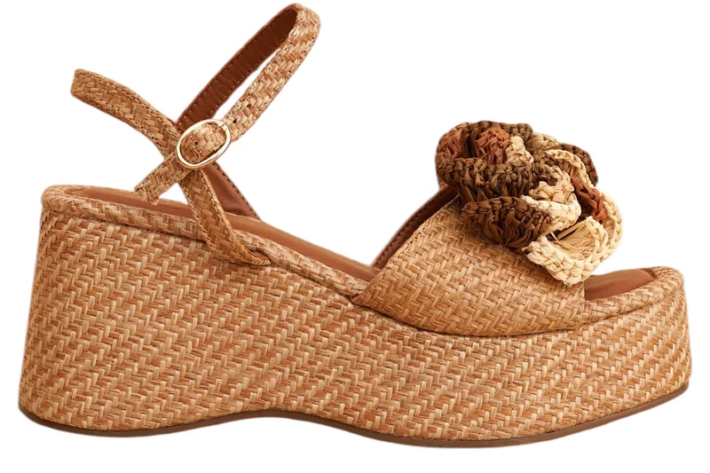 Πλατφόρμες Attrattivo Με Ψάθινα Λουλούδια 9Y23584-DARK BEIGE Γυναικείο