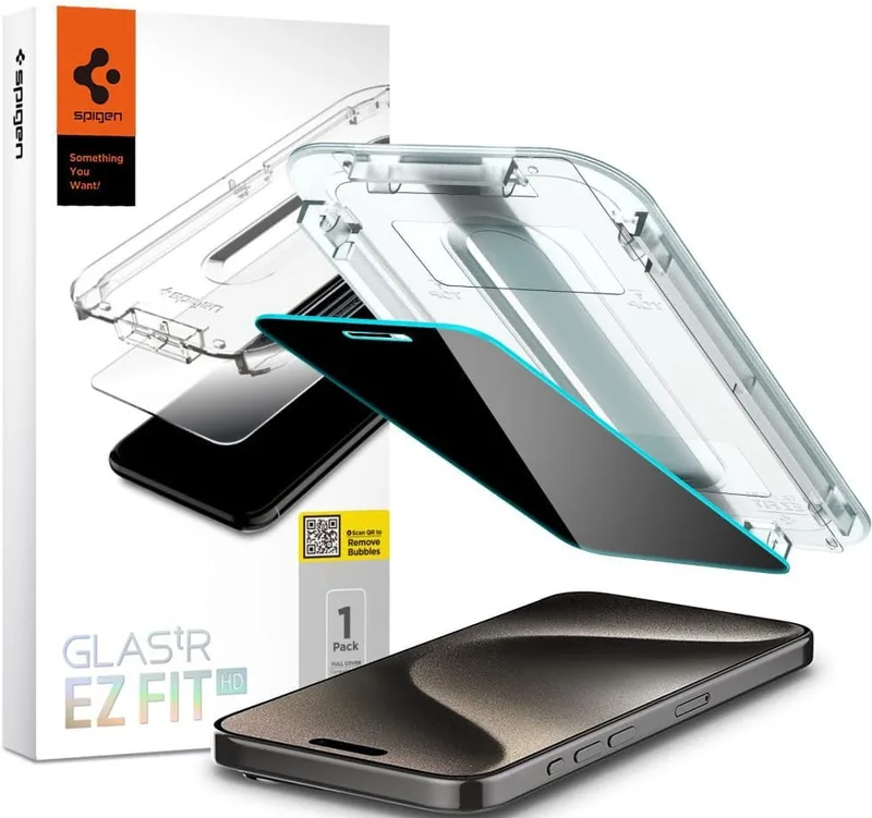 Spigen Tempered Glass GLAS.tR EZ Fit HD Privacy - Αντιχαρακτικό Γυαλί Προστασίας Απορρήτου Οθόνης - Apple iPhone 15 Pro Max (AGL07118)