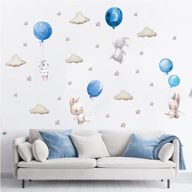 Αυτοκόλλητα Τοίχου Bunny Balloons Blue 76x115εκ. Sipo SIP-WS63027 - Sipo - SIP-WS63027