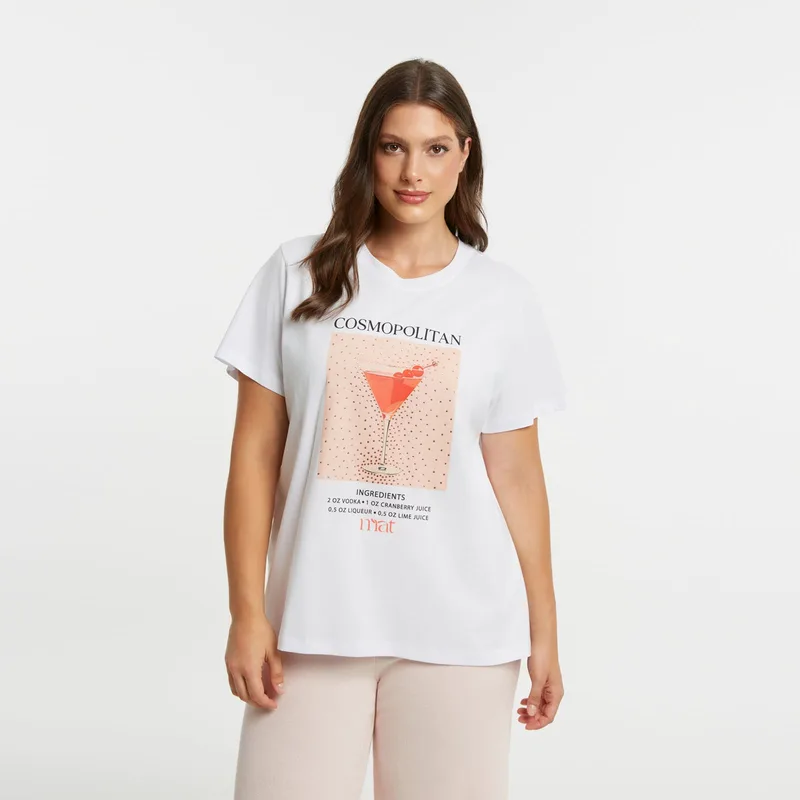 Βαμβακερό t-shirt με στάμπα Cosmopolitan cocktail