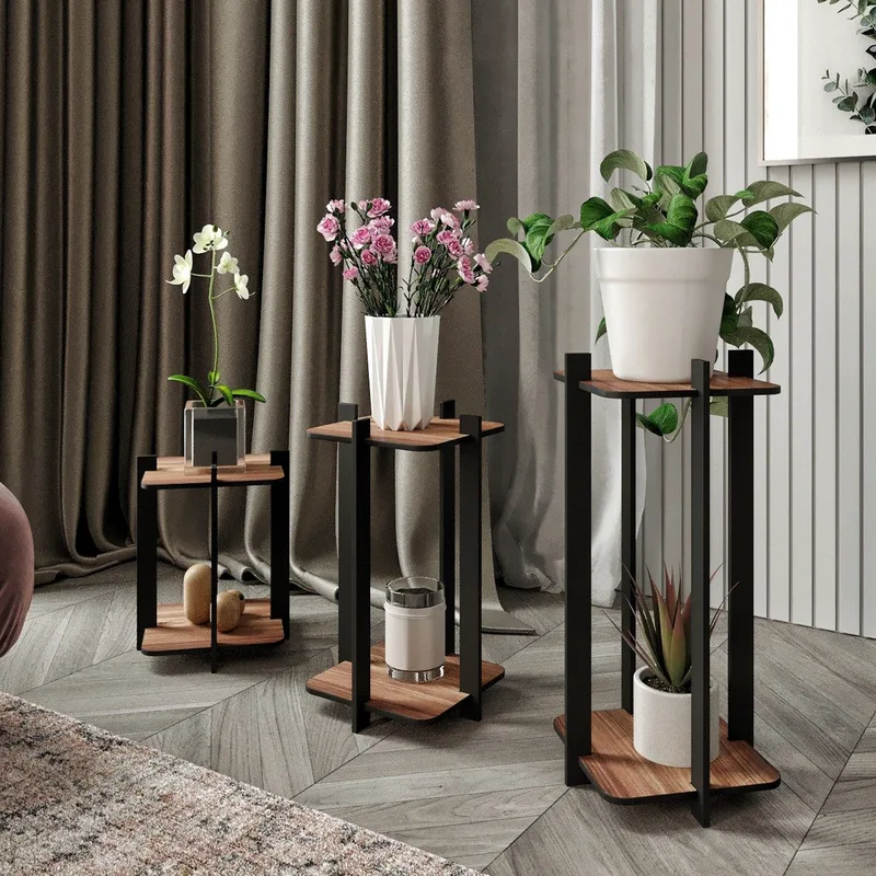 Ξύλινο Σταντ Φυτών Flower Desk Square - Walnut 282Ptr1305 (23x30x23)