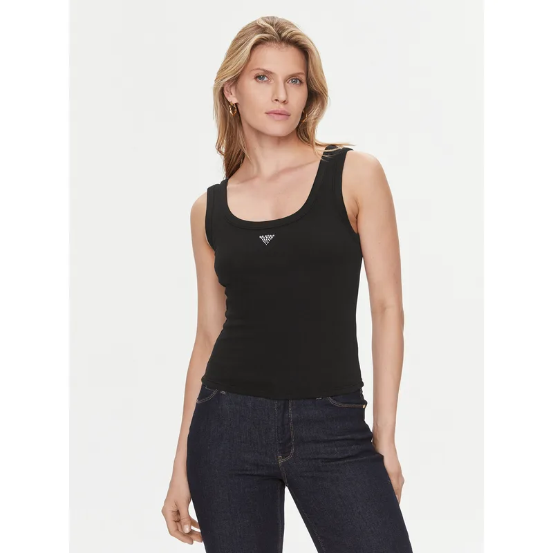 Guess Τοπ W3YP68 KA0H1 Μαύρο Regular Fit