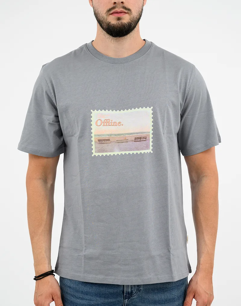 JACK&JONES JORMONTAUK PHOTO TEE SS CN 12290890-Tradewinds Gray