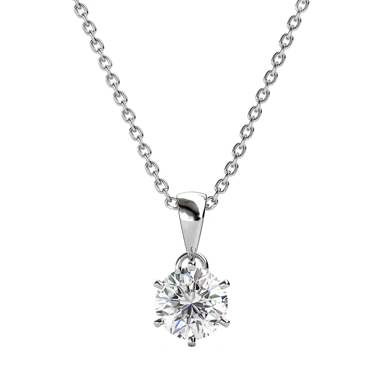 Κολιέ Μονόπετρο με Moissanite Diamonds από Ασήμι KL3519