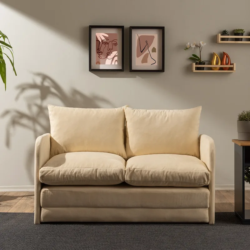 Διθέσιος Καναπές-Κρεβάτι Saga 2-Seater - Cream 859Ftn2872 (120x46x49)
