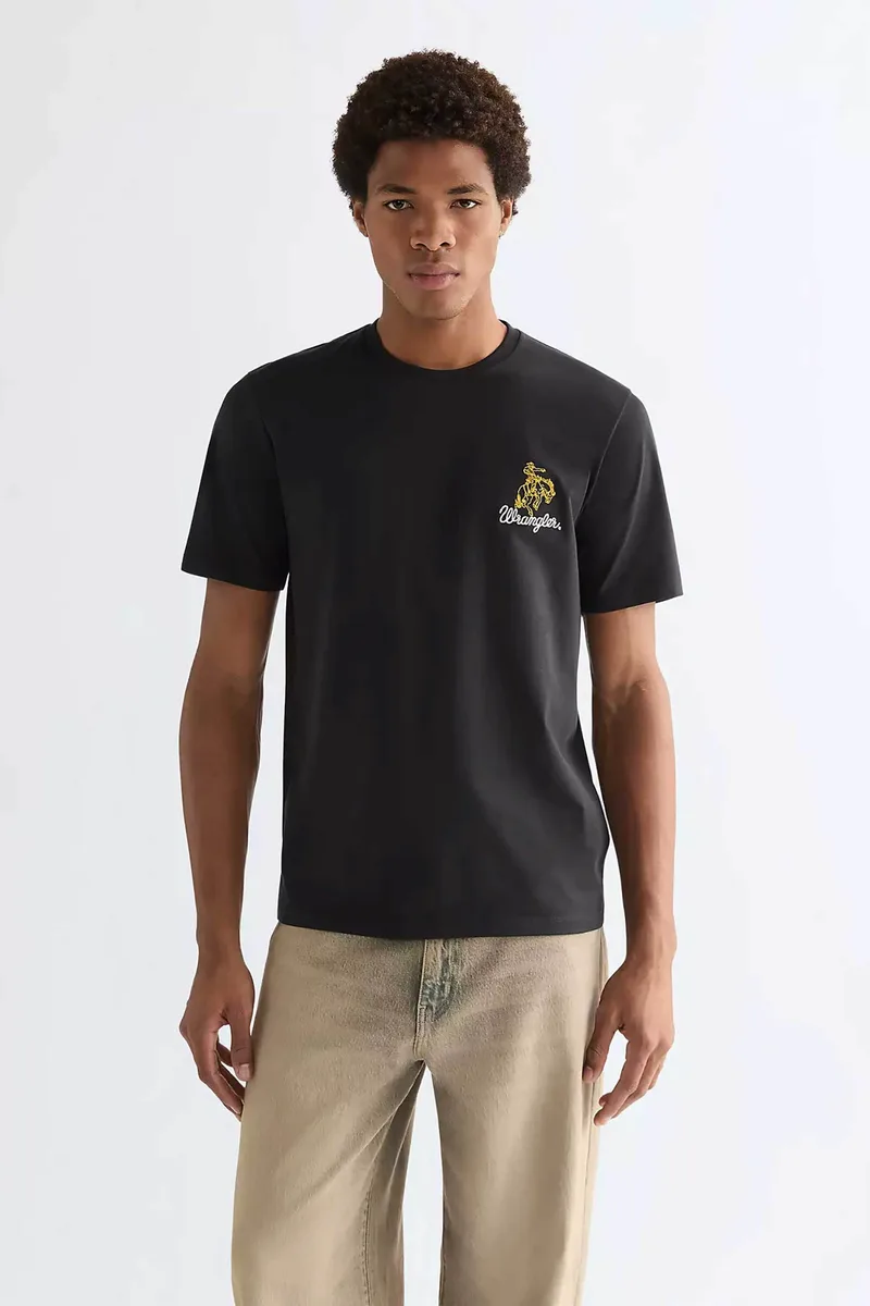 Wrangler® ανδρικό T-shirt με κέντημα Regular Fit - 112377985 Μαύρο