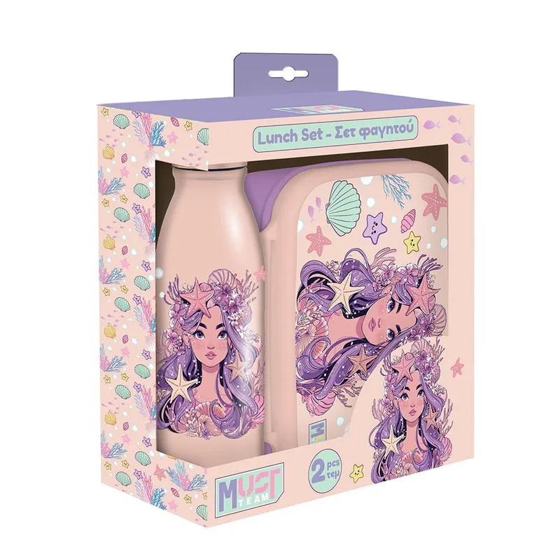 ΣΕΤ ΦΑΓΗΤΟΥ MUST TEAM GIRL AND THE STARFISH ΦΑΓΗΤΟΔΟΧΕΙΟ PP 800ML-ΠΑΓΟΥΡΙ ΑΛΟΥΜΙΝΙΟΥ 500ML