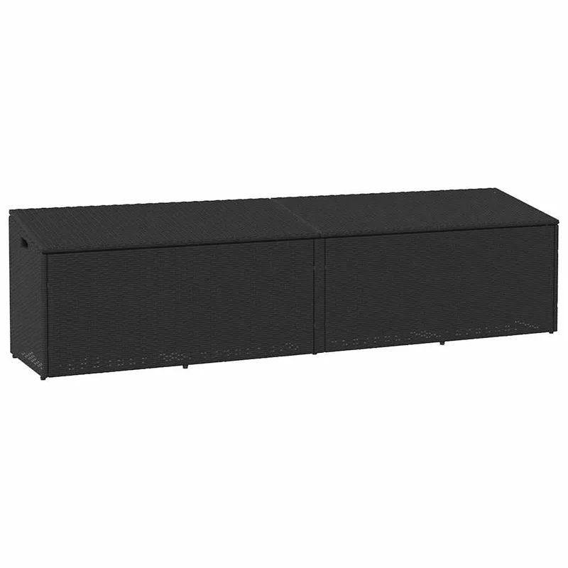 vidaXL Κουτί Αποθήκευσης Κήπου Μαύρο 220 x 50 x 58 εκ. από Συνθετικό Ρατάν