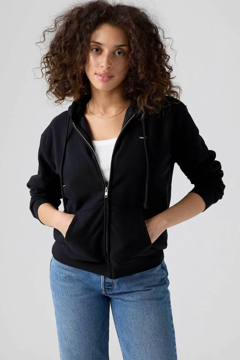 Levi's® γυναικεία ζακέτα φούτερ με κουκούλα και λογότυπο Standard Fit "Everyday" - A59450003 Μαύρο