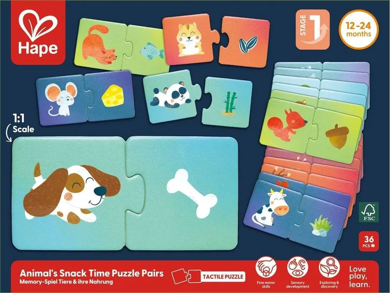ΠΑΖΛ HAPE HAPPY PUZZLES ΖΩΑΚΙΑ SNACK TIME 36 ΤΜΧ