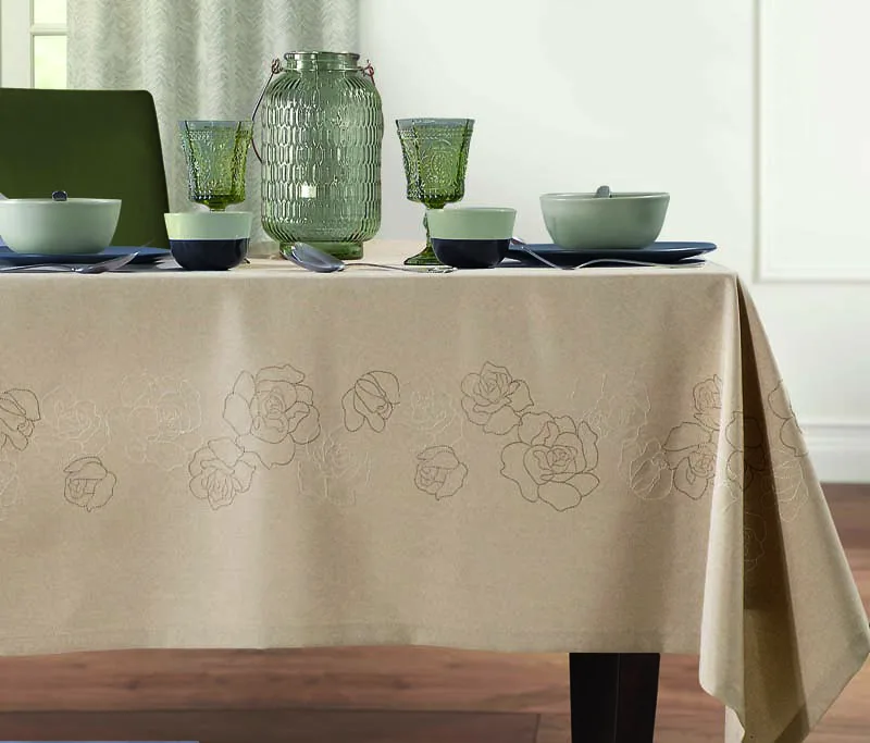 Τραπεζομάντηλο Polyester 140x180εκ. Lesli Makis Tselios (Ύφασμα: Polyester, Χρώμα: Μπεζ) - Makis Tselios - 501510123456