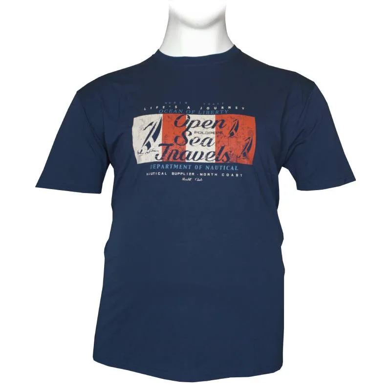 King size μακό pennie T-shirt "Open Sea" της Polo Pepe - Blue Sax