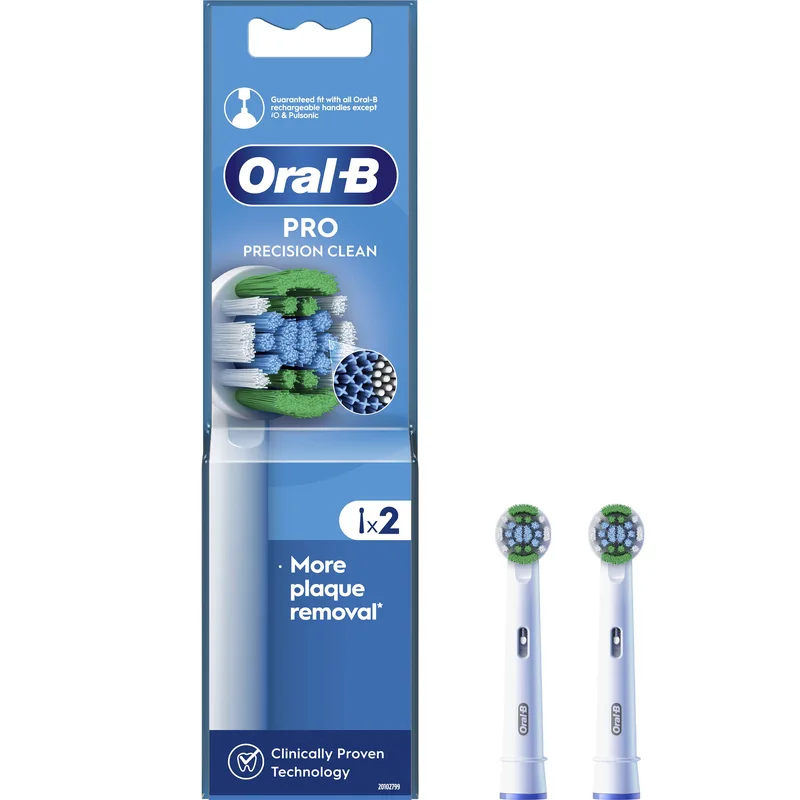 Oral-B Pro Precision Clean Medium Electric Toothbrush Head White Ανταλλακτικές Κεφαλές Ηλεκτρικής Οδοντόβουρτσας για Αφαίρεση της Πλάκας, με Μεσαίας Σκληρότητας Ίνες & Ένδειξη Αντικατάστασης Κεφαλής 2 Τεμάχια