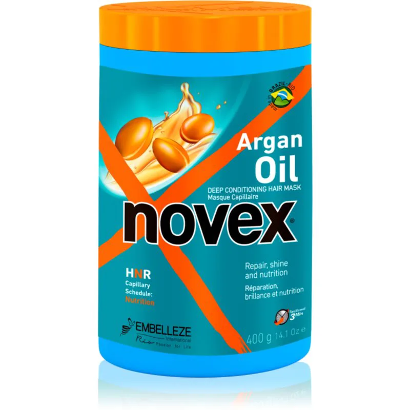 Novex Argan Oil θρεπτική μάσκα Για λάμψη και απαλότητα μαλλιών 400 γρ