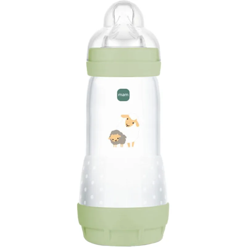 Mam Easy Start Anti-Colic Plastic Bootle 4m+ Μπιμπερό Πολυπροπυλενίου με Θηλή Σιλικόνης Μεγάλης Ροής & Σύστημα Κατά των Κολικών, 320ml Κωδ 356SU2c - Πράσινο
