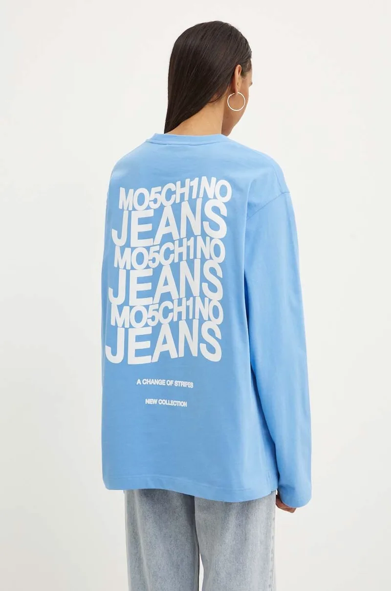 Βαμβακερή μπλούζα με μακριά μανίκια Moschino Jeans