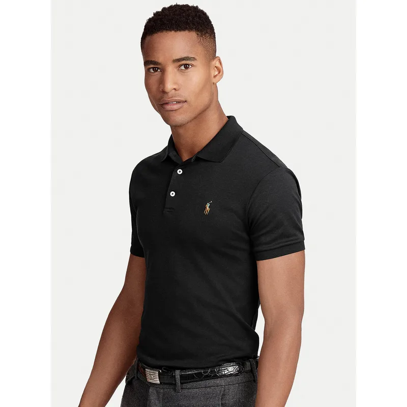 Polo Ralph Lauren Polo Ssl-Knt 710685514002 Μαύρο Slim Fit