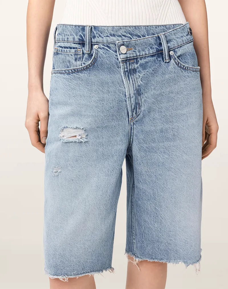 ALL SAINTS AKI CROSSOVER SHORT W053EE-DESTROY LIGHT BLUE DenimLightBlue