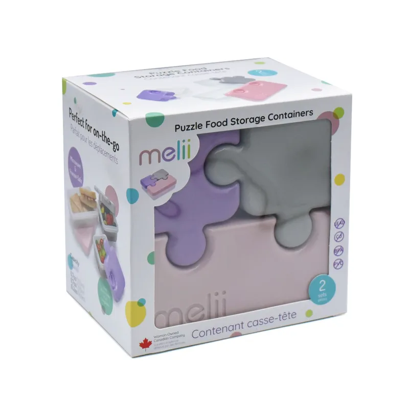 Σετ 2τμχ Φαγητοδοχείο Πλαστικό Με 3 Δοχεία Puzzle Girl’s Melli MEL15250 (Υλικό: Πλαστικό, Χρώμα: Ροζ) - Melii - MEL15250