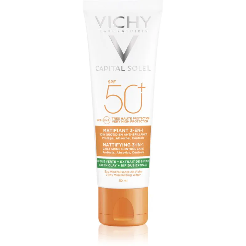 Vichy Capital Soleil Mattifying 3-in-1 προστατευτική ματ κρέμα προσώπου SPF 50+ 50 ml