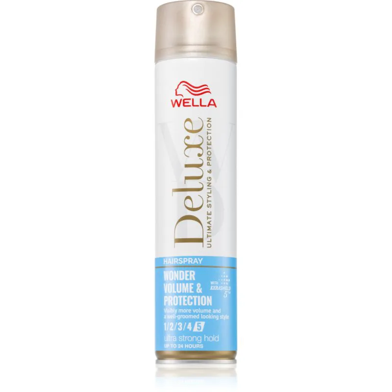 Wella Deluxe Wonder Volume & Protection λακ μαλλιών με εξαιρετικά δυνατό κράτημα για όγκο και λάμψη 250 ml