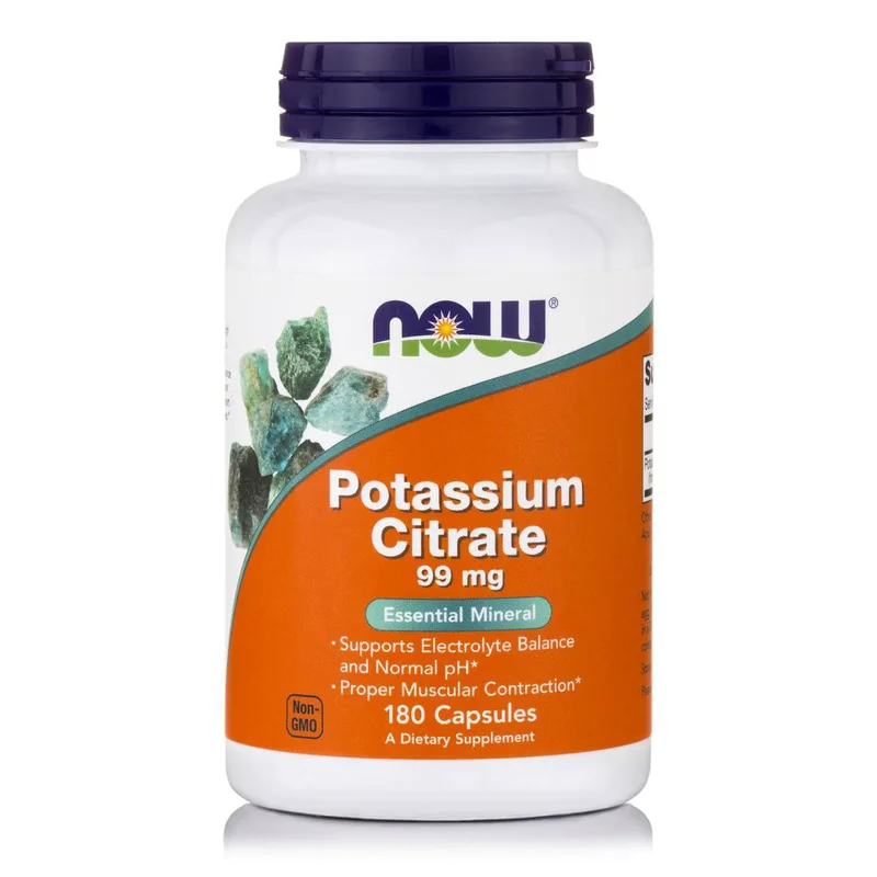 Now Foods Potassium Citrate 99mg Συμπλήρωμα Διατροφής,Κιτρικό Κάλιο για την Ισορροπία των Ηλεκτρολυτών στον Οργανισμό 180caps
