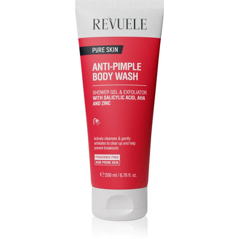 Revuele Pure Skin Anti-Pimple απολεπιστικό τζελ για μπάνιο κατά της ακμής 200 ml
