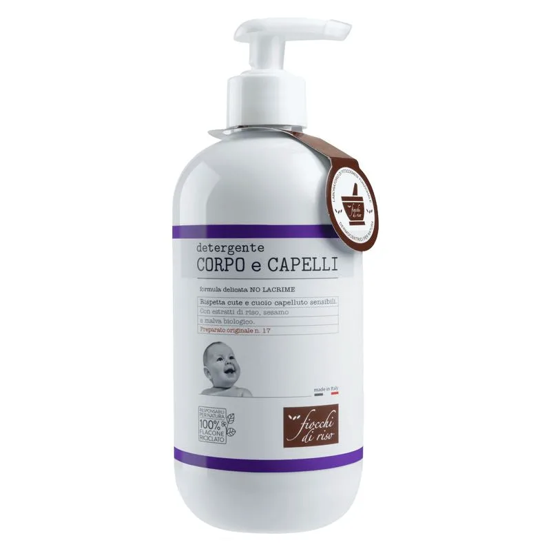Fiocchi Di Riso Body and Hair Cleanser with Rice, Sesame and Mallow Extracts Organic 400 ml
